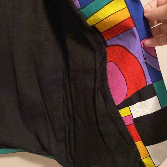 Vintage colourful abstract print blazer with sequins. Two front pockets. - Picture 5 of 5